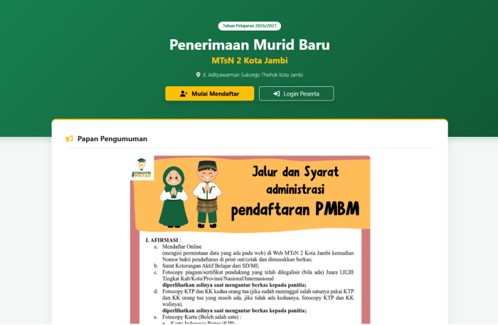 Antusiasme Calon Murid Baru Warnai Hari Pertama Pendaftaran PMBM 2026/2027 Antusiasme Calon Murid Baru Warnai Hari Pertama Pendaftaran PMBM 2026/2027