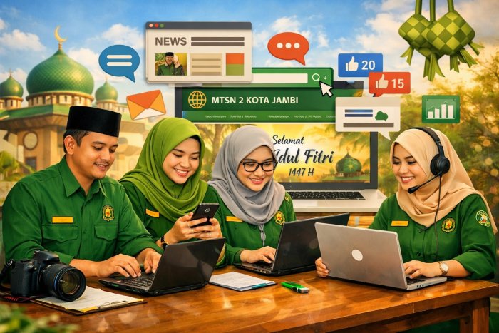 Tim Humas MTsN 2 Jambi Tetap Aktif Kelola Website Saat Libur Lebaran