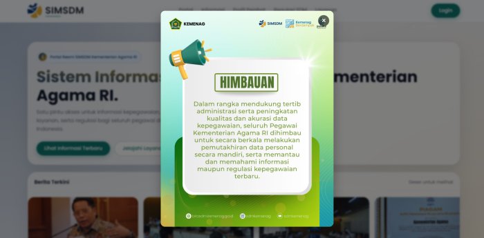 Interkoneksi SIMPEG-Web Gaji 2026: ASN Kemenag RI Wajib Mutakhirkan Data