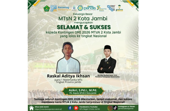 Borong Gelar Juara OMI Provinsi Jambi 2026, Utusan MTsN 2 Kota Jambi Siap Melaju ke Tingkat Nasional