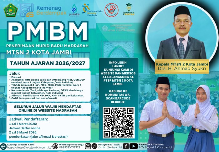 MTsN 2 Kota Jambi Rilis Persyaratan dan Tata Cara Pendaftaran PMBM 2026/2027