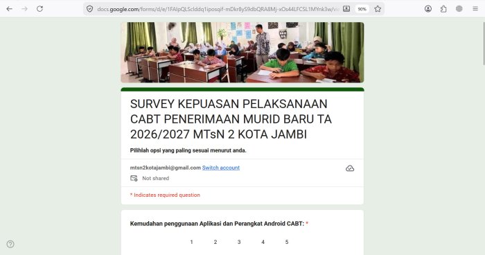 MTsN 2 Kota Jambi Gelar Survei Kepuasan Tes CABT PMBM