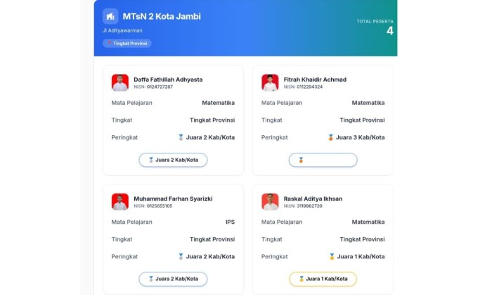 Tampil Impresif, 4 Siswa MTsN 2 Kota Jambi Tembus OMI Provinsi!