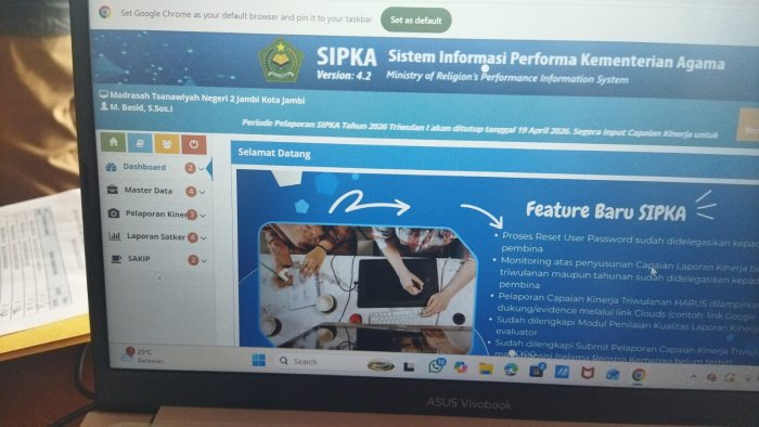 MTsN 2 Kota Jambi Wujudkan Tata Kelola Modern dengan SIPKA