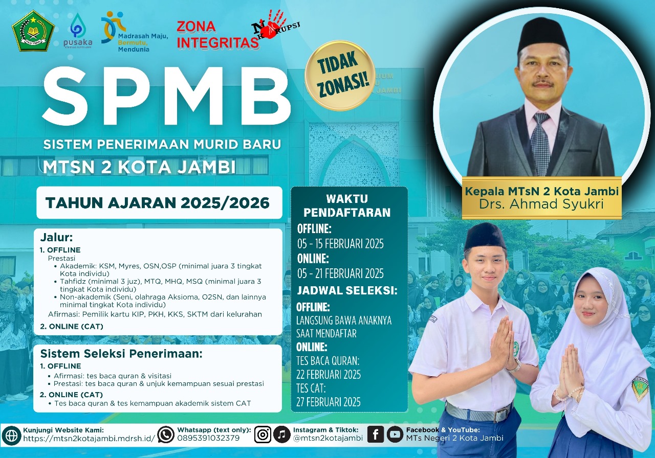 Ini dia yang Ditunggu-tunggu, Info SPMB MTsN 2 Kota Jambi TA 2025/2026