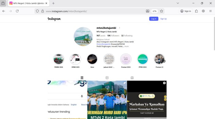 Madrasah Go Digital: Instagram MTsN 2 Kota Jambi Raih 10 Ribu Followers