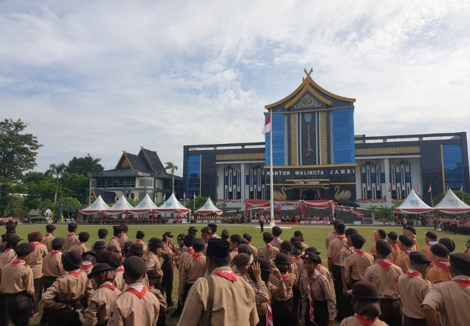 Ekskul Pramuka MTsN 2 Kota Jambi Turut Serta dalam Apel Puncak Hari Pramuka