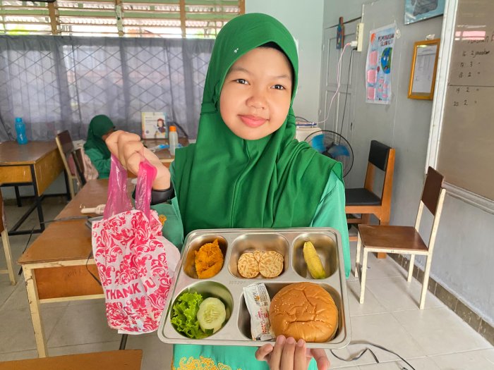 MBG Kelas 8F: Burger Ayam, Susu, dan Telur Rebus Warnai Jumat Sehat di MTsN 2 Kota Jambi