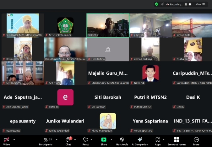 Koordinasi Efisien di Era Digital, MTsN 2 Kota Jambi Gunakan Zoom