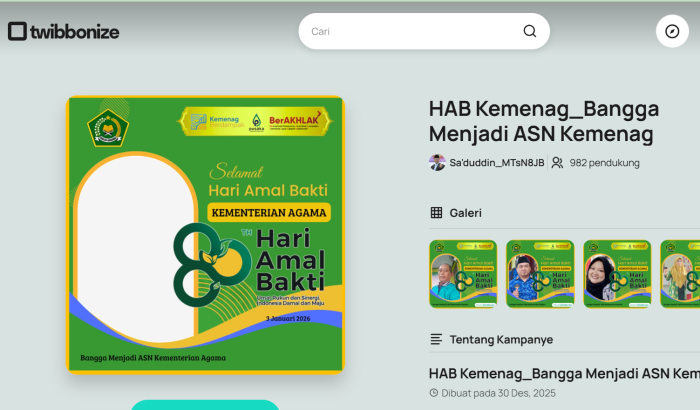 Twibbon HAB Kemenag ke-80 Tahun 2026 Ramai di Media Sosial