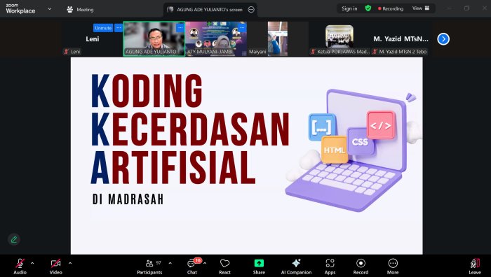 Guru MTsN 2 Kota Jambi Ikuti Webinar Coding Kanwil Kemenag