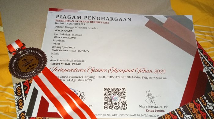 Keyko Namia Angely Raih Perak Independence Science Olympiad Keyko Namia Angely Raih Perak Independence Science Olympiad