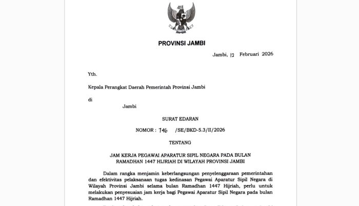 Panduan Jam Kerja ASN Jambi Selama Bulan Suci Ramadhan 2026